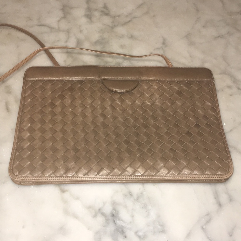Morris Moskowitz Brown Woven Leather  Bag EVC